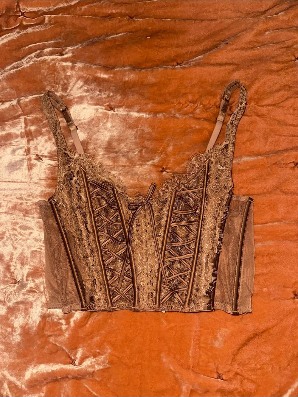 Women’s Victoria's Secret Brown Lace & Satin Corset Bustier